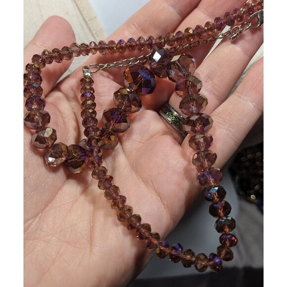 Elegant Sparkly AB Brown Faceted Glass Beaded Necklace - Picture 7 of 8